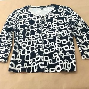 Women's Rafaella front button up cardigan long sleeve sz/lg. Geometric print
